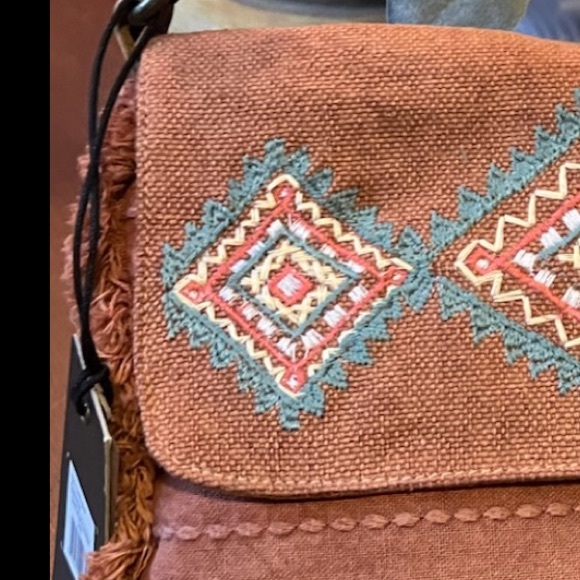 MYRA BAG Desert Trail Small Crossbody Bag Boho Fringe Rose Blue - Picture 3 of 9